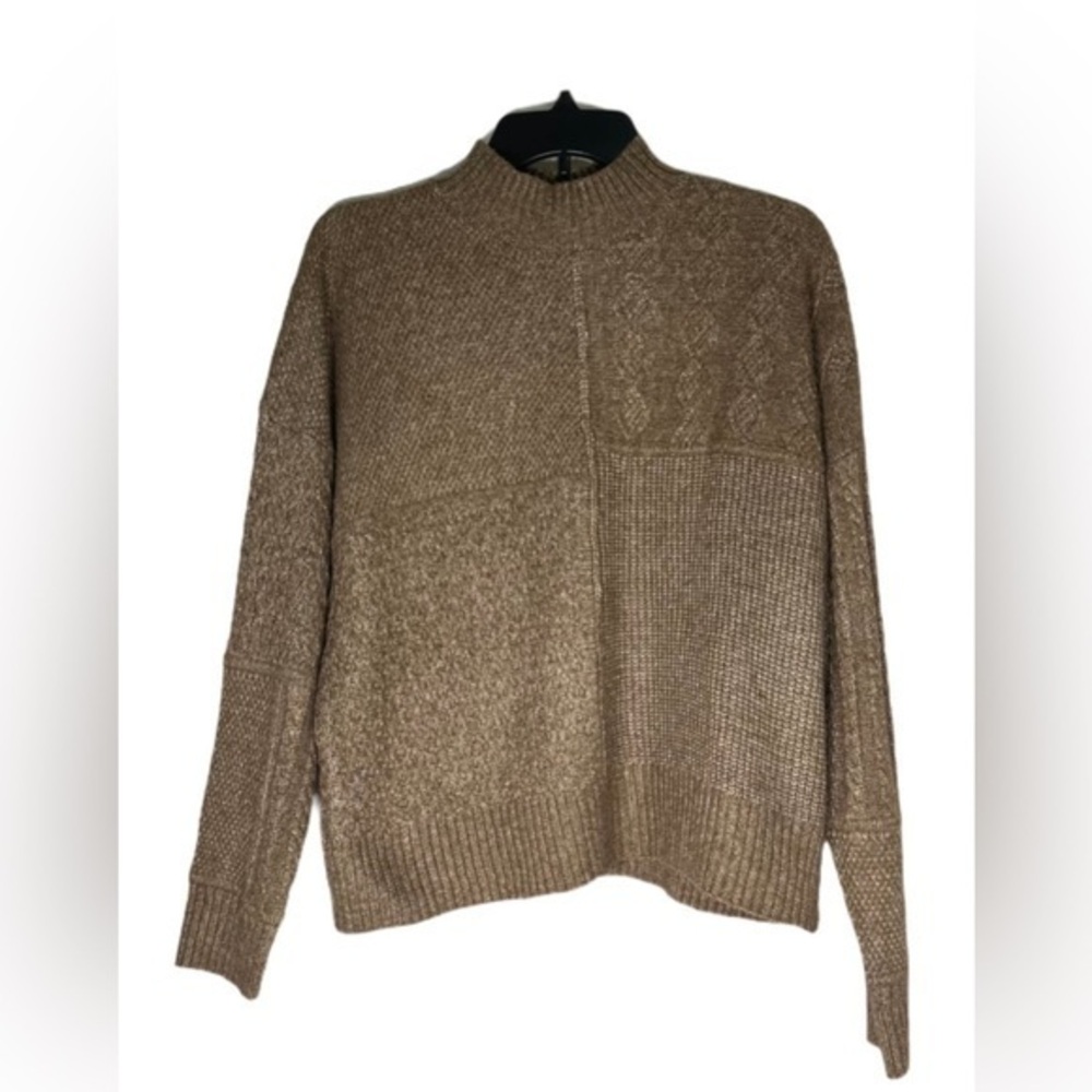 HIPPIE ROSE Mock-Neck Mixed-Stitch Sweater